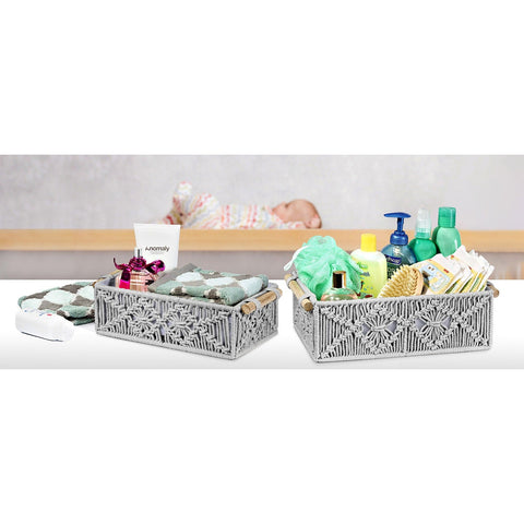 Macrame Boho Decor Baskets (Set of 2) Macrame Boho Decor Baskets (Set of 2)