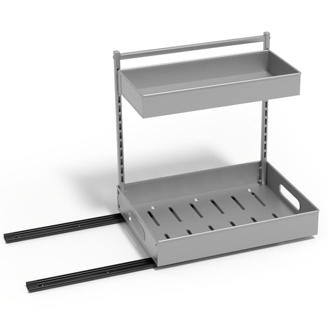 2-Tier Pull Out Under Sink Organizer with Sliding Tracks 2-Tier Pull Out Under Sink Organizer with Sliding Tracks