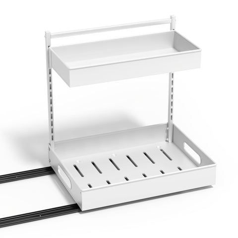 2-Tier Pull Out Under Sink Organizer with Sliding Tracks 2-Tier Pull Out Under Sink Organizer with Sliding Tracks