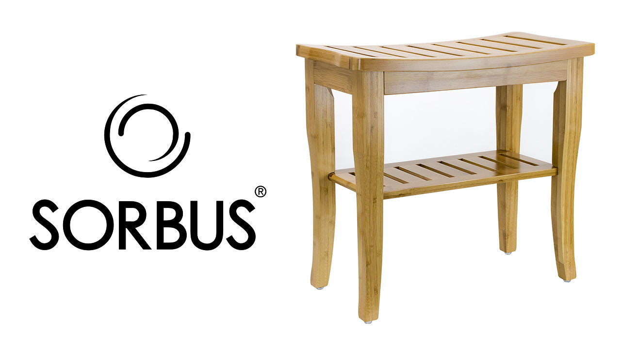 Bamboo Bench Stool with Shelf