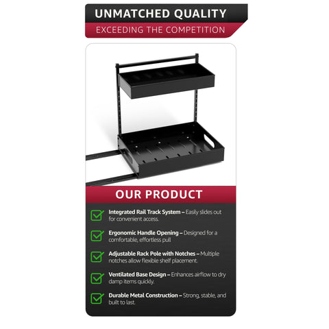 2-Tier Pull Out Under Sink Organizer with Sliding Tracks 2-Tier Pull Out Under Sink Organizer with Sliding Tracks