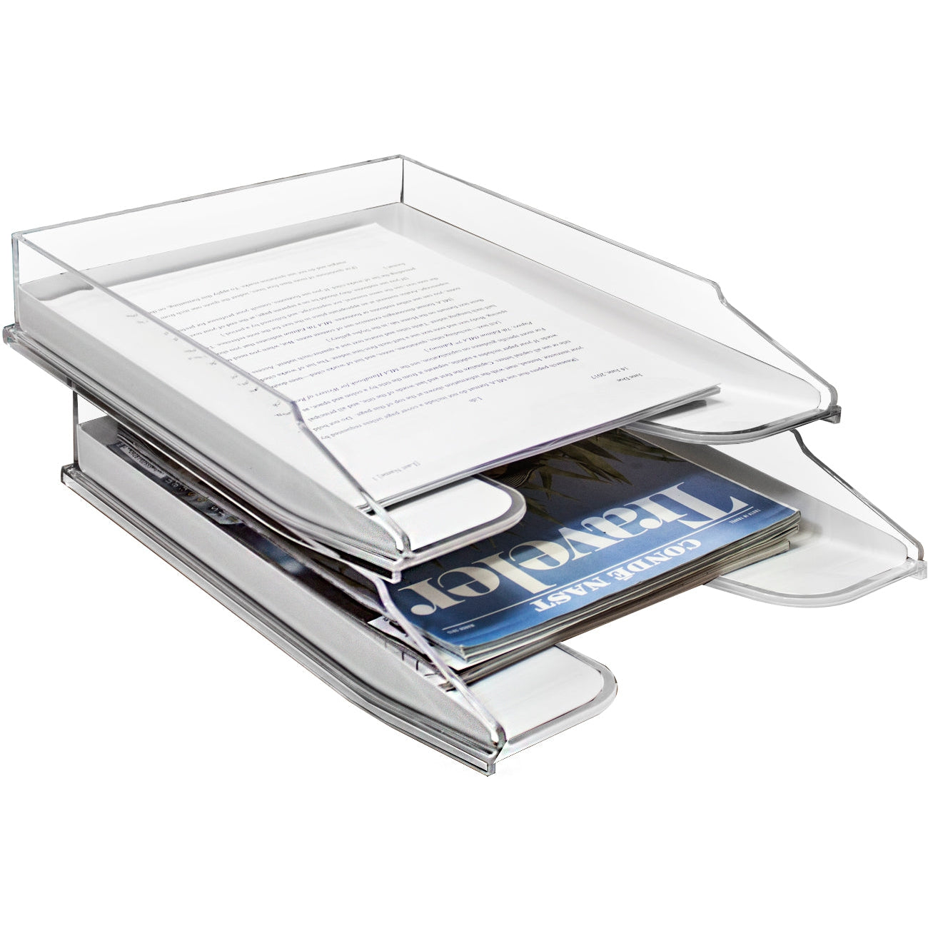 Sorbus Letter Tray, Modern Acrylic Paper Organizer Tray, Clear Desk File Holder