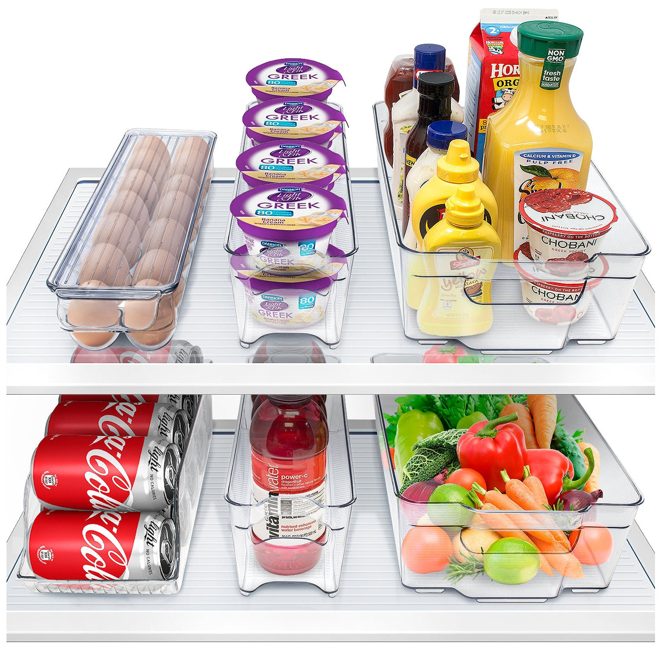 8 Pack Refrigerator Organizer Bins,Plastic Freezer Organizer Bins,Stackable  Fridge Organizers and Storage for Freezer, Kitchen,BPA-Frees Fridge