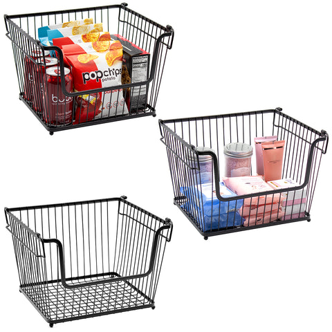 Farmhouse Wire Scoop Basket Bins (3-Pack) - Sorbus Home Farmhouse Wire Scoop Basket Bins (3-Pack) - Sorbus Home