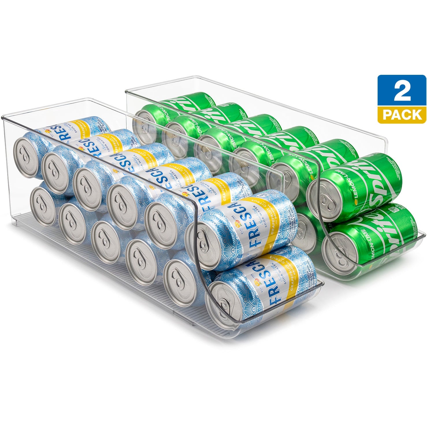 2 Pack Stackable Beverage Can Dispenser Rack, Storage Organizer Holder for  Canned food or Pantry Refrigerator