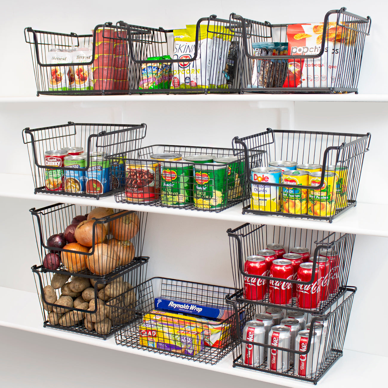 Farmhouse Wire Scoop Basket Bins (3-Pack) - Sorbus Home Farmhouse Wire Scoop Basket Bins (3-Pack) - Sorbus Home