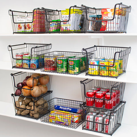 Farmhouse Wire Scoop Basket Bins (3-Pack) - Sorbus Home Farmhouse Wire Scoop Basket Bins (3-Pack) - Sorbus Home
