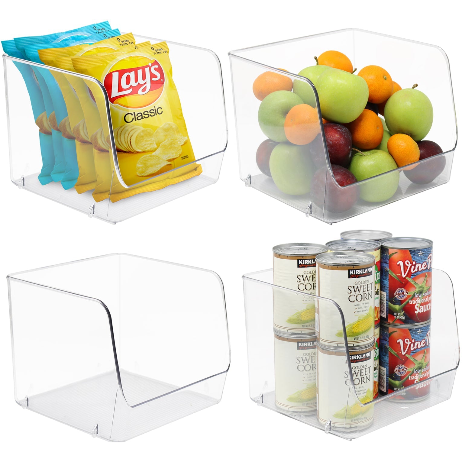 5x Large Clear Acrylic Storage Container Plastic Fridge Food Basket Bin Box  Tray