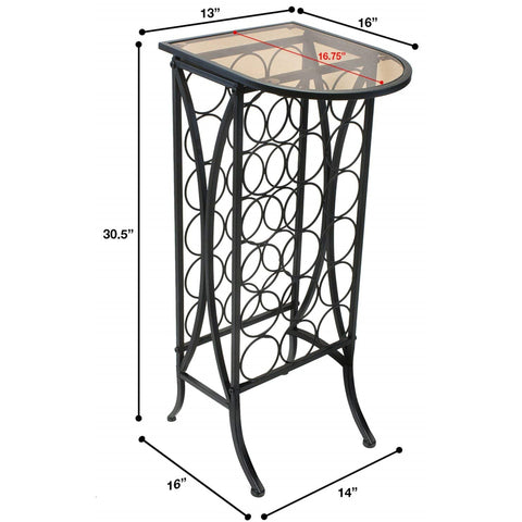 Glass Top Wine Stand (Holds 18 Bottles)