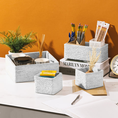 Rope Storage Baskets Woven Paper (Set of 4) Rope Storage Baskets Woven Paper (Set of 4)