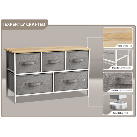 5 Drawer Wide Short Dresser 5 Drawer Wide Short Dresser
