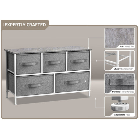 5 Drawer Wide Short Dresser 5 Drawer Wide Short Dresser