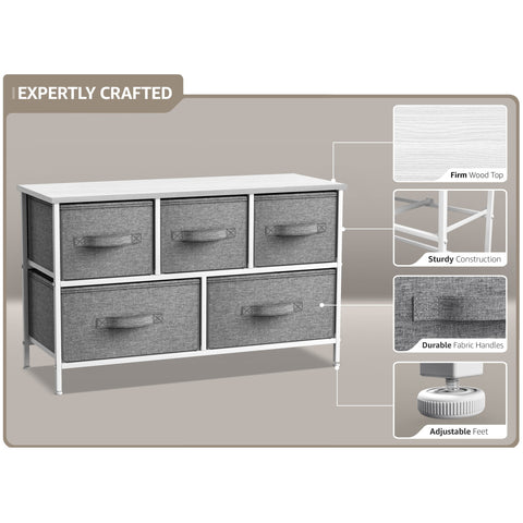 5 Drawer Wide Short Dresser 5 Drawer Wide Short Dresser