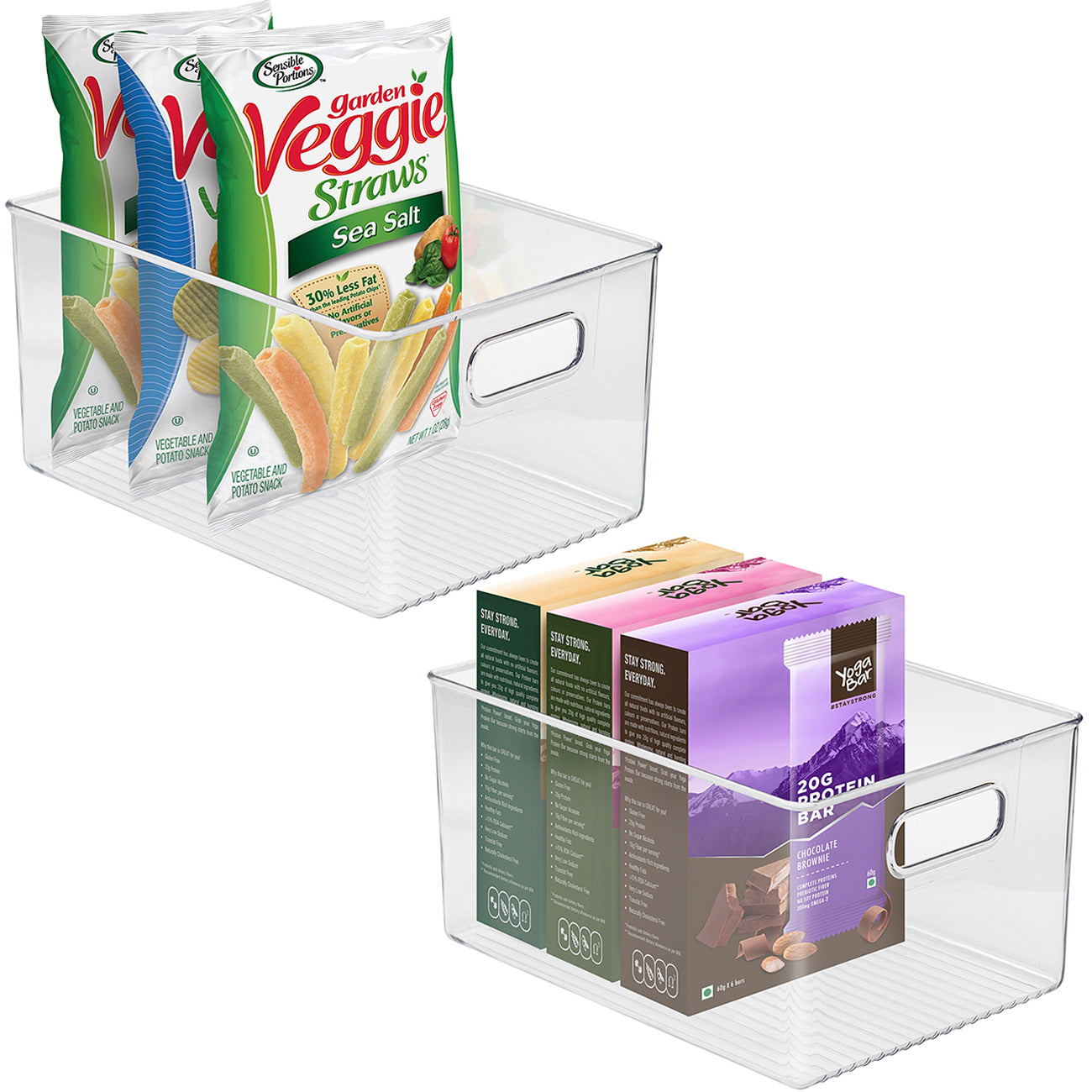 Sorbus Clear Plastic Storage Bins with Handles (4-Pack)