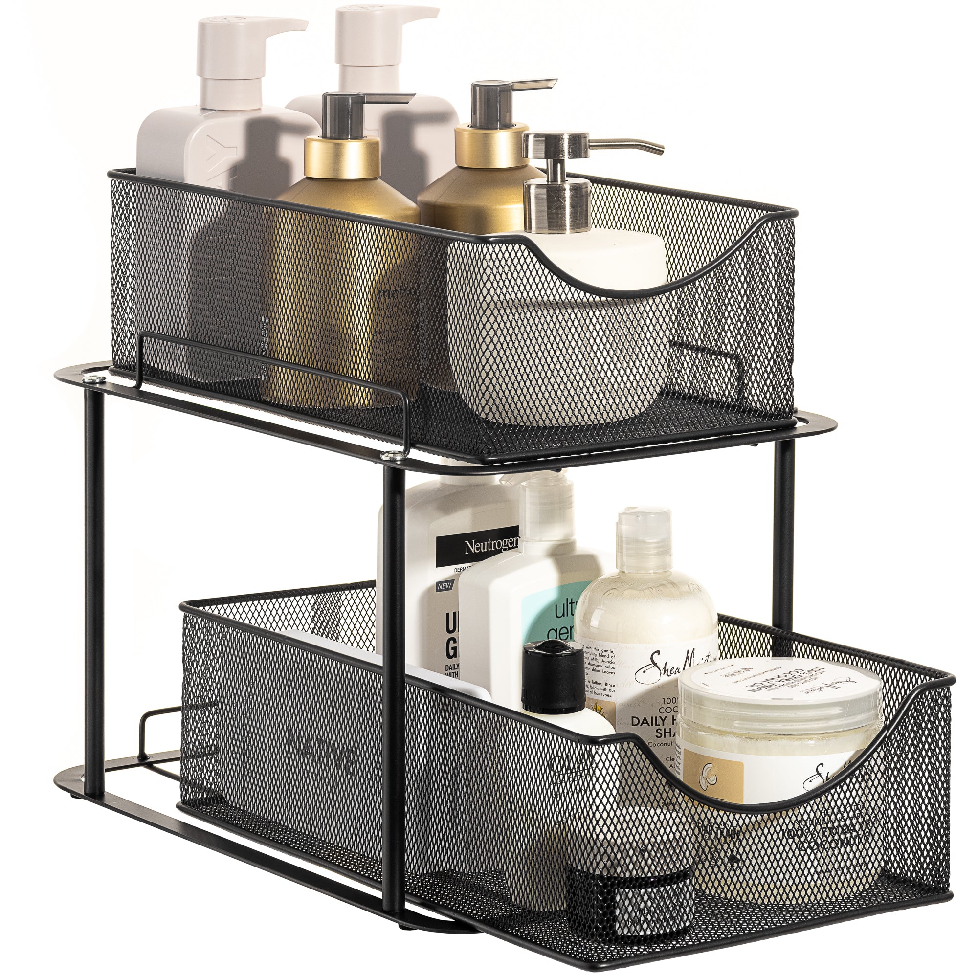 Simple Houseware 3-Tier Stackable Sliding Basket Storage Organizer Drawer  for Bathroom and Kitchen, Black