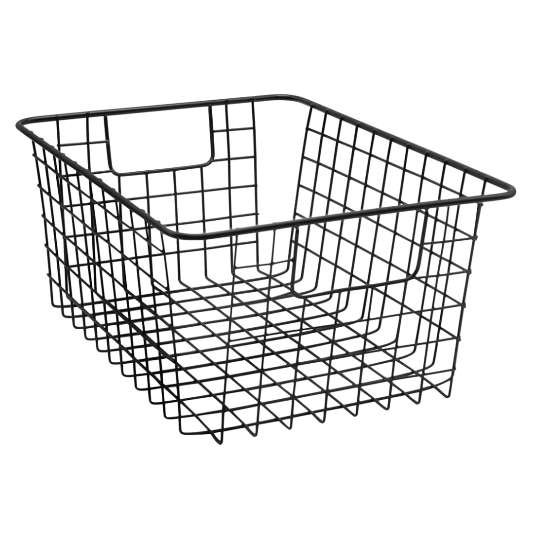 Sorbus Wire Basket with Liner, Large Decorative Rustic Storage Set - Black