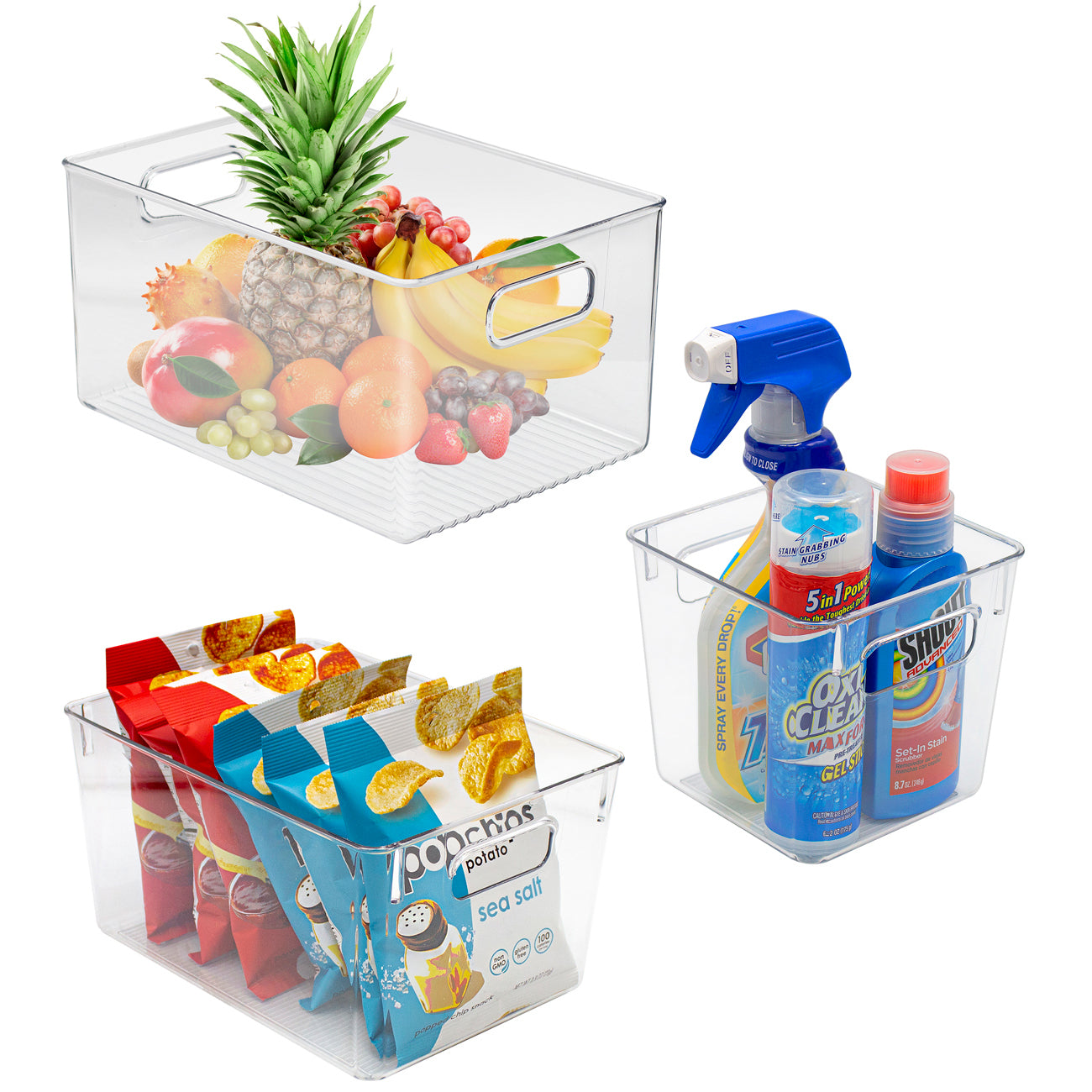 Easy Open Canister Set of 3 clear plastic storage containers with