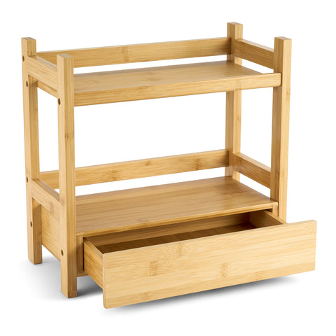 Bamboo Countertop Shelf with Drawer (2 Tier)
