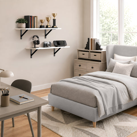 Wall Shelves with Metal Bracket (Set of 2)