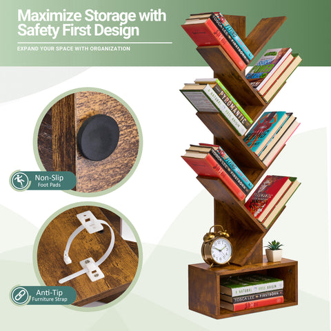 7 Tier Tree Bookshelf with Storage