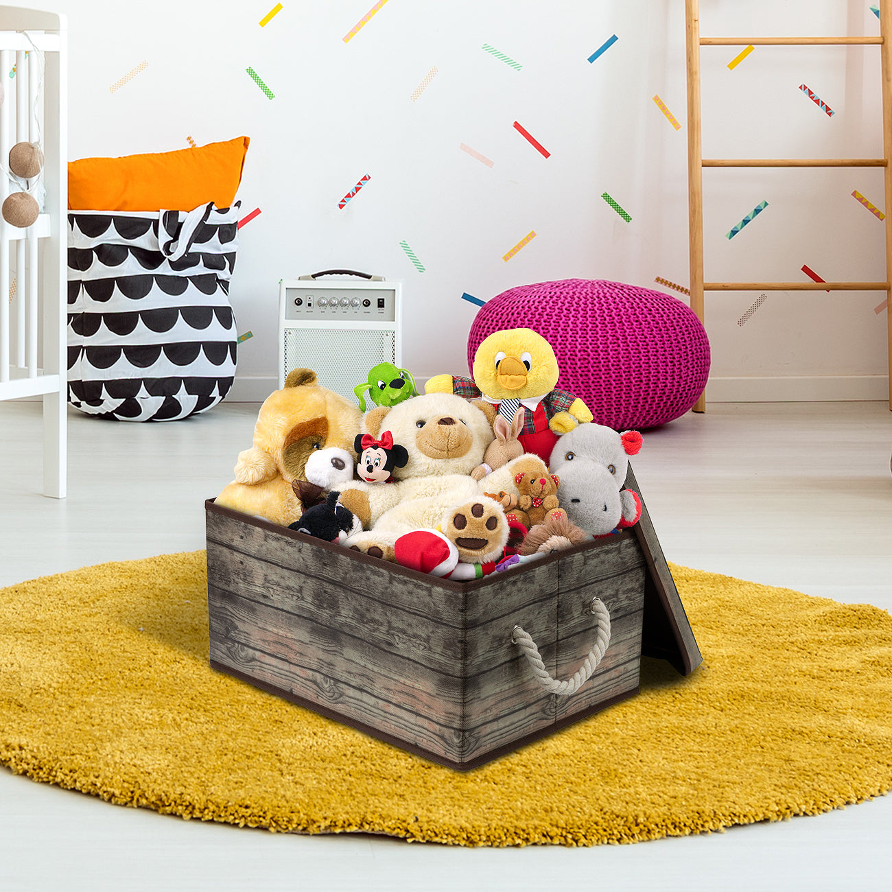 Pattern Storage Box (2 Pack Rustic Wood) – Sorbus Home