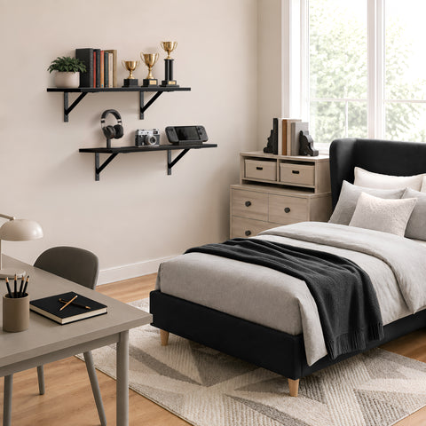 Wall Shelves with Metal Bracket (Set of 2)