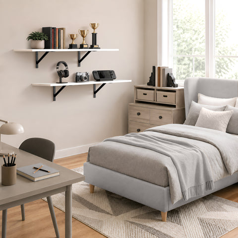 Wall Shelves with Metal Bracket (Set of 2)