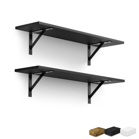 Wall Shelves with Metal Bracket (Set of 2)