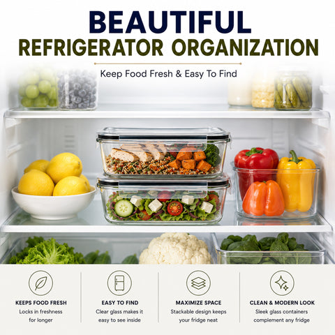 Glass Food Storage Containers with Lids and Vents