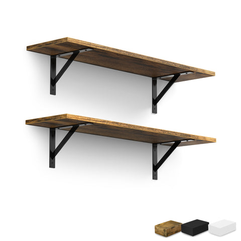 Wall Shelves with Metal Bracket (Set of 2)