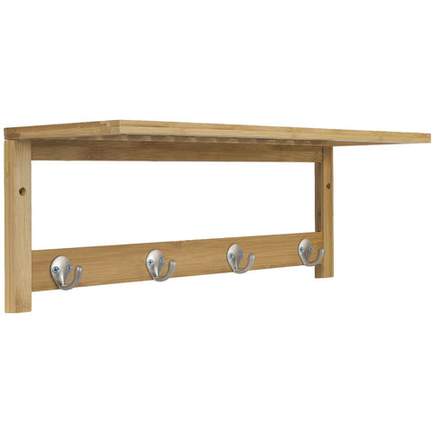 Bamboo 4-Hook Wall Shelf