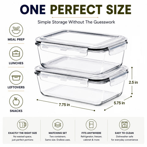 Glass Food Storage Containers with Lids and Vents