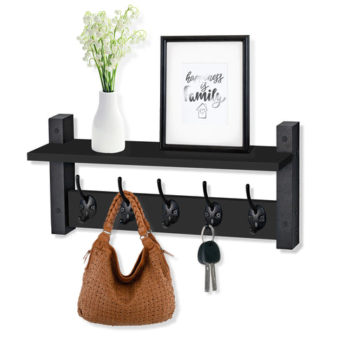 Coat Hooks Wall Mount Floating Shelf (Large & XL)