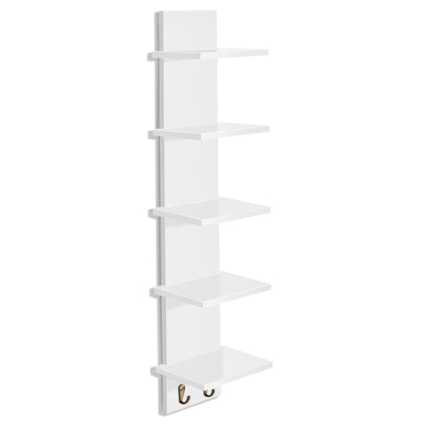 5 Tier Vertical Wall Shelf Unit with Hooks