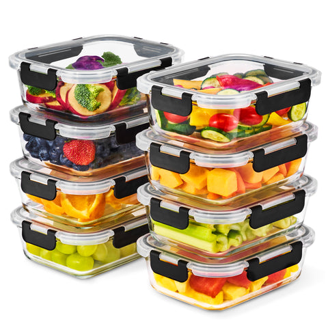 Rectangular Glass Meal Prep Containers Airtight (Set of 8)