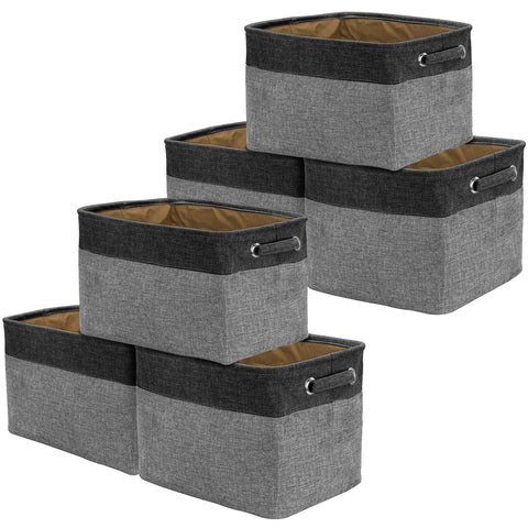 Twill Rope Fabric Storage Bins for Shelves (6 Pack)