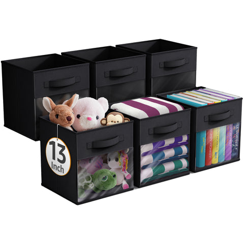13" Large Storage Bin with Clear Window – 6-Pack