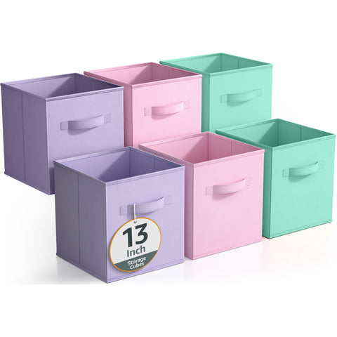 13" Large Cube Storage Bins (6 Pack Solid)