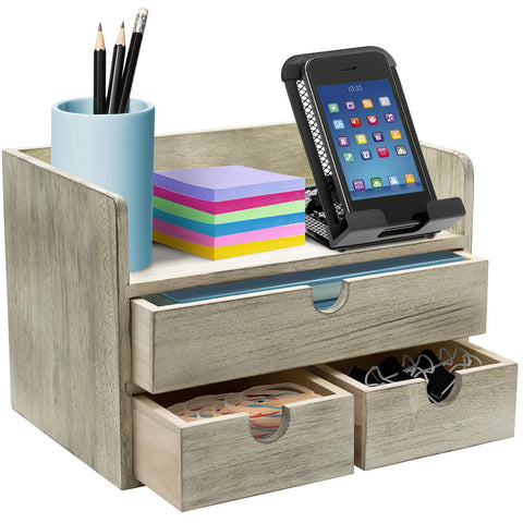 3 Drawer Rustic Desktop Organizer