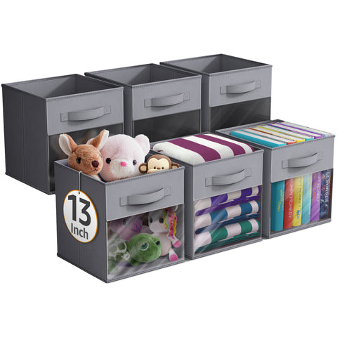13" Large Storage Bin with Clear Window – 6-Pack
