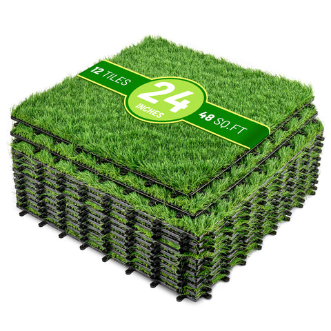 Artificial Interlocking Fake Grass Tiles