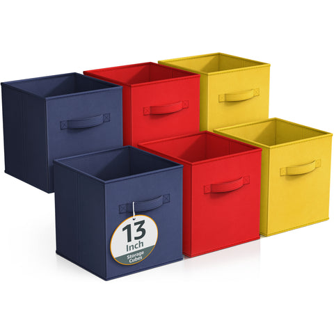 13" Large Cube Storage Bins (6 Pack Multi)