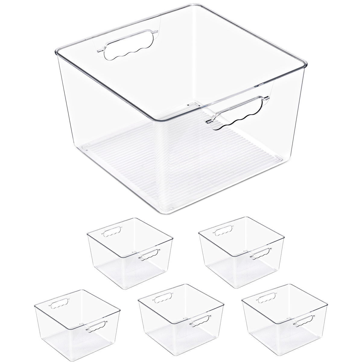 Clear Cube Storage Bins with Handles