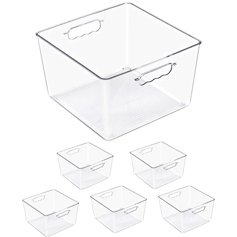 Clear Cube Storage Bins with Handles