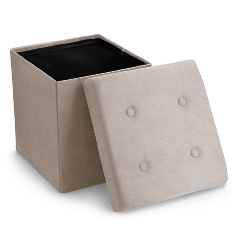 Faux Suede Storage Ottoman Cube