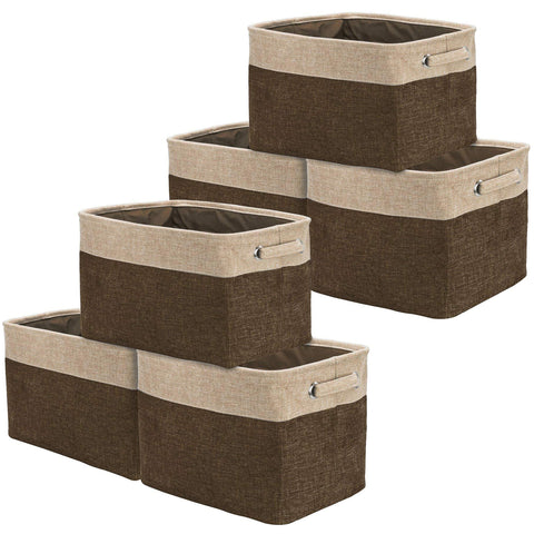 Twill Rope Fabric Storage Bins for Shelves (6 Pack)