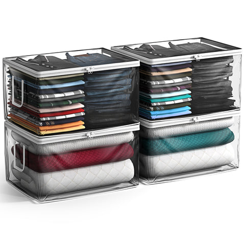 Foldable Large Plastic Bags with Zipper & Handles - Sorbus Home