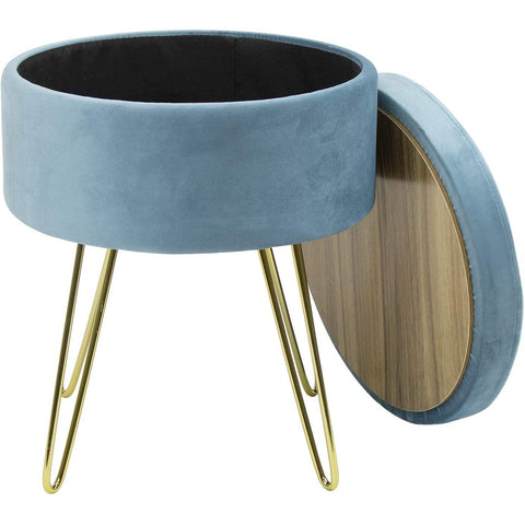 Velvet Footrest Storage with Gold Legs