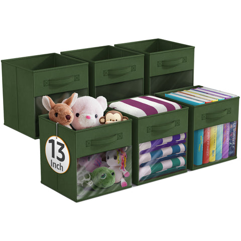 13" Large Storage Bin with Clear Window – 6-Pack