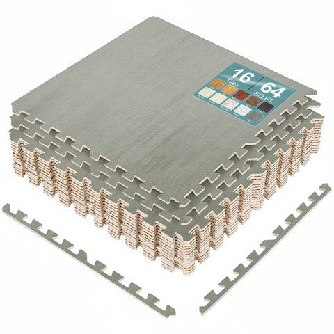 16 Tiles 64 Sq ft Wood Grain Foam Mats